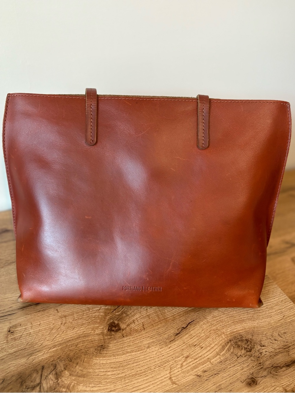 Portland Leather Brown full grain leather Classic Tote Bag - Picture 4 of 7